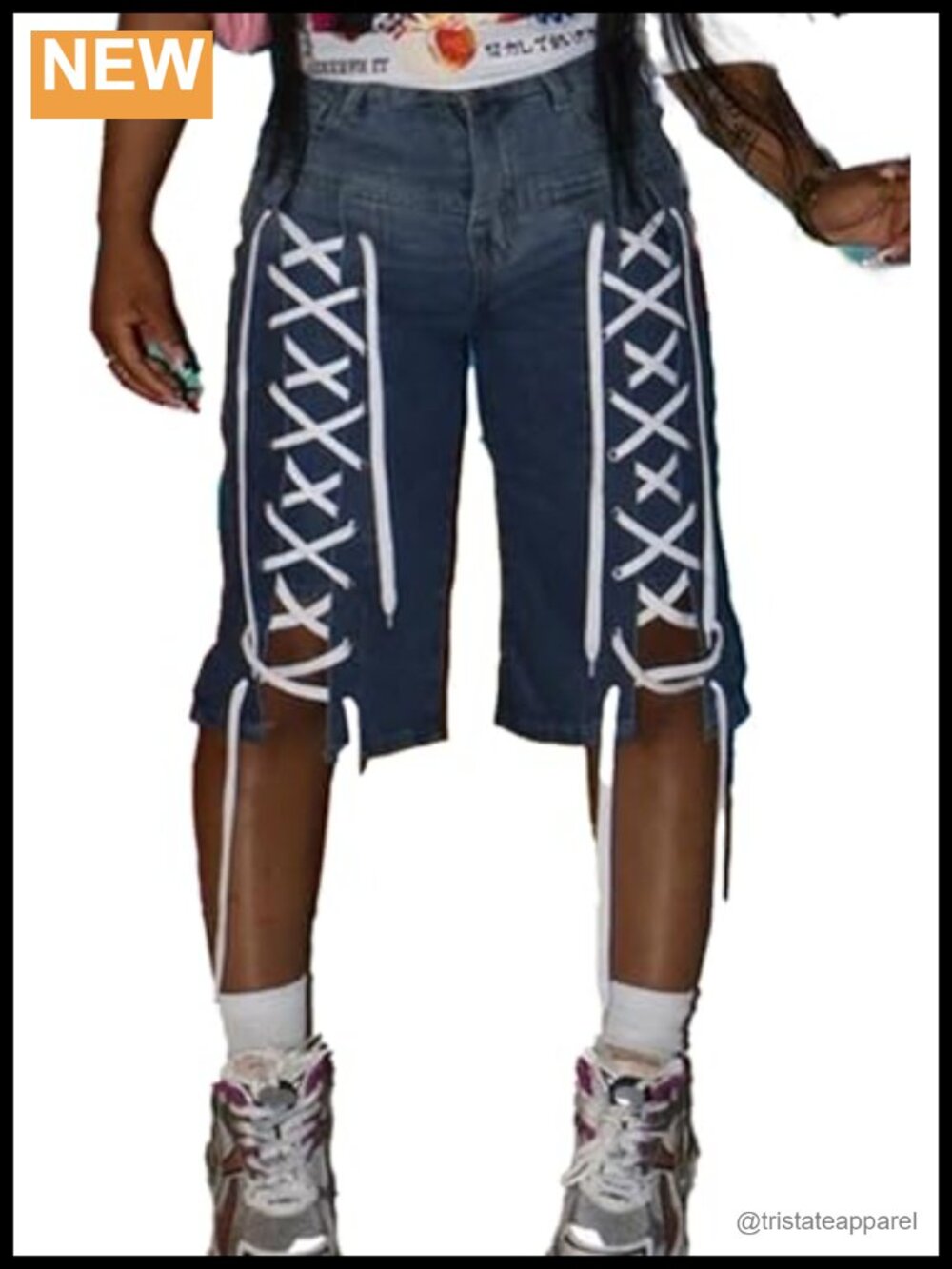 Women's Rhinestone Denim Bermuda Shorts High Waisted Stretchy Jean Shorts with